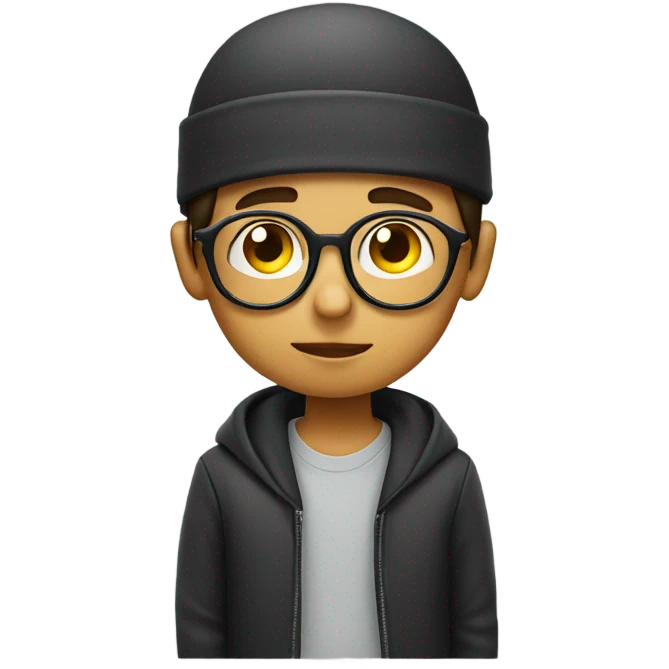 gazing boy with glasses and skullcaps  emoji