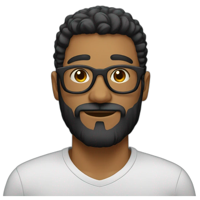 hombre pelo negro con barba de candado y lentes emoji