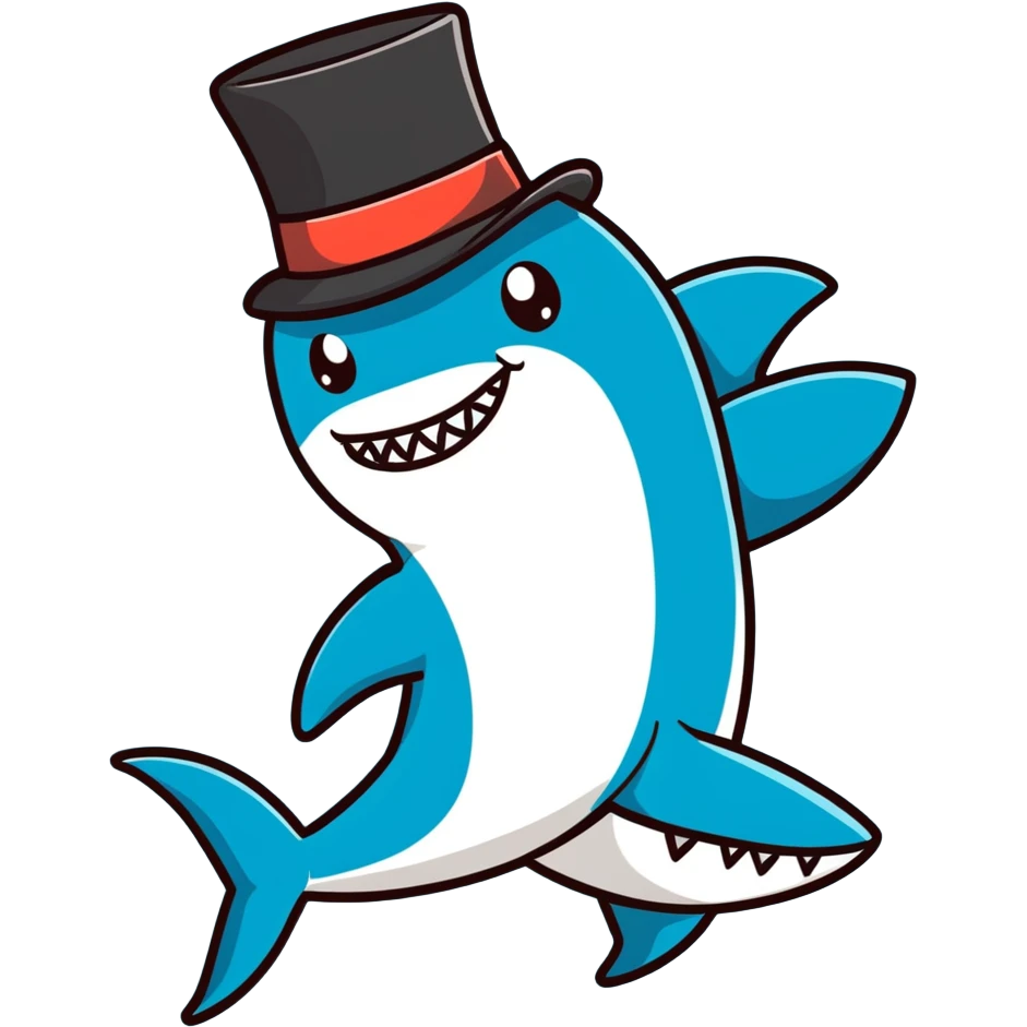 Shark with a top hat emoji
