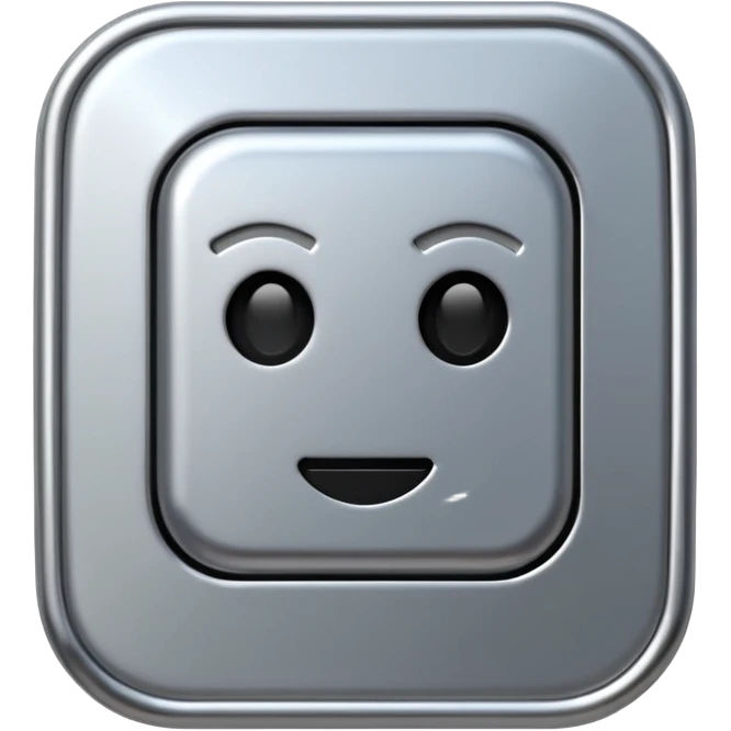 A futuristic microchip emoji made of polished silver chrome, minimal circuit details, smooth metallic surface, soft lighting, iOS emoji style, centered, clean white background emoji