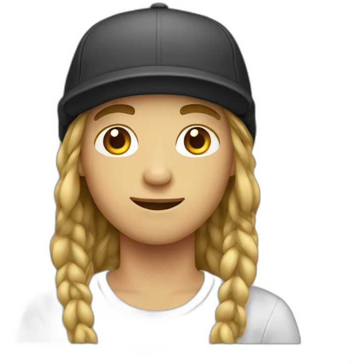 Teenager boy with long hair and a cap emoji