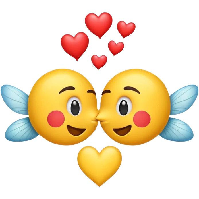 Kissing emoji with fly away hearts emoji