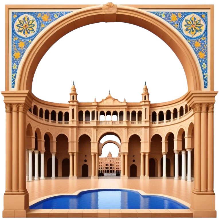 Plaza de España Landmark Emoji – Featuring its semicircular palace, grand arches, and decorative tilework. emoji
