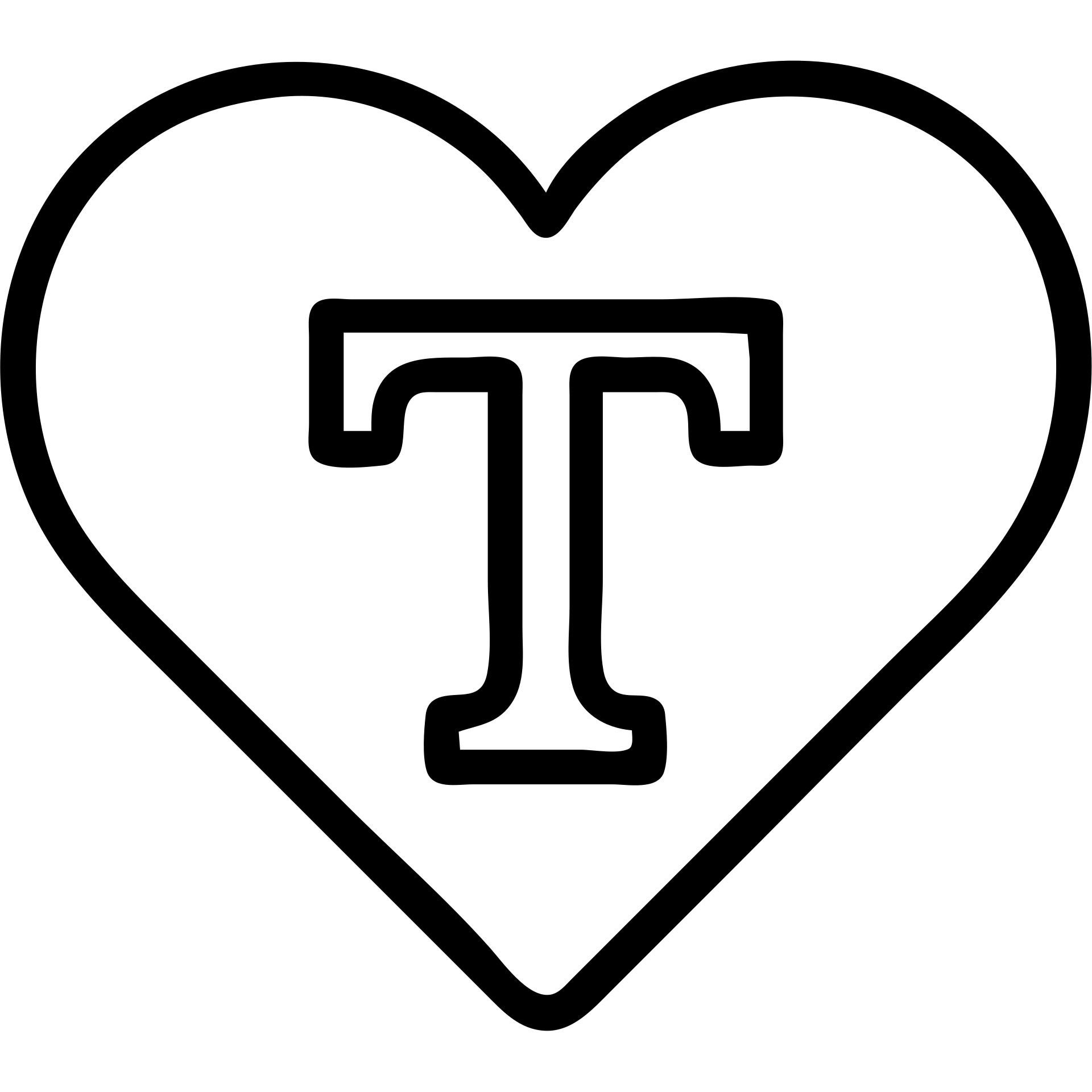 pink heart with a bold letter T in the center emoji