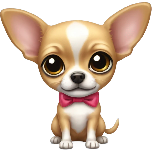 Tiny chihuahua with a bow emoji