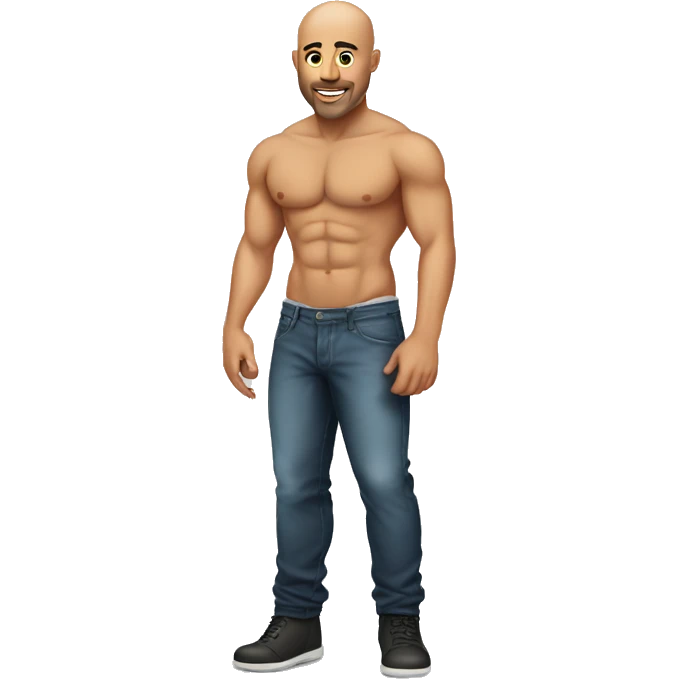 Bald Tattoo handsome guy with six-pack emoji