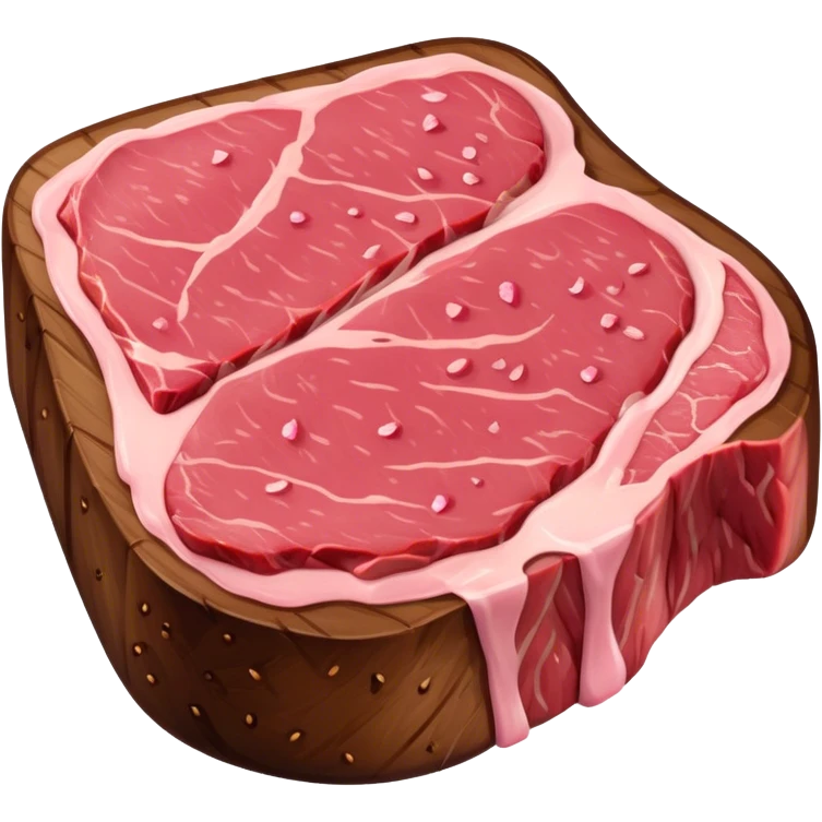 Cinematic thick-cut steak, perfectly seared with grill marks, a juicy pink center, rich and savory, warm glow, sizzling and mouthwatering, highly detailed and appetizing. emoji