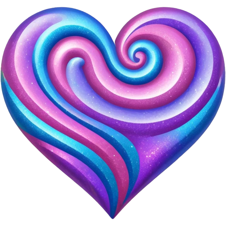 glitter heart with swirl multi-color pattern emoji