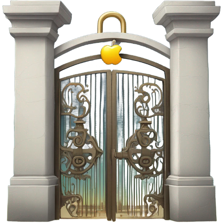  heaven's gate with giant padlock as apple ios emoji on white background emoji