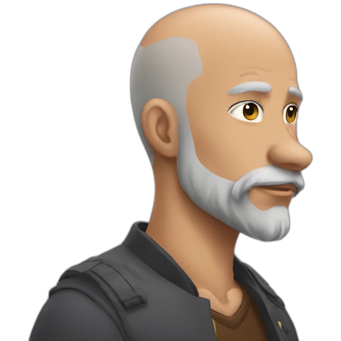 Bald bearded man wolf eclair emoji