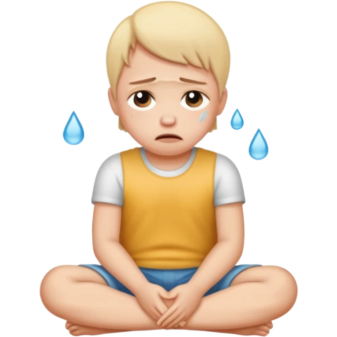 A very short person sitting and crying  emoji