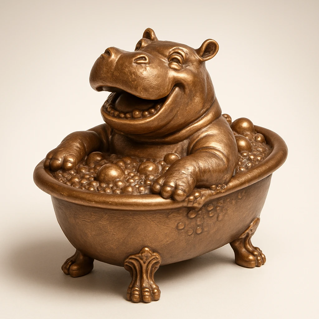 happy hippo with bubbles in bathtub emoji