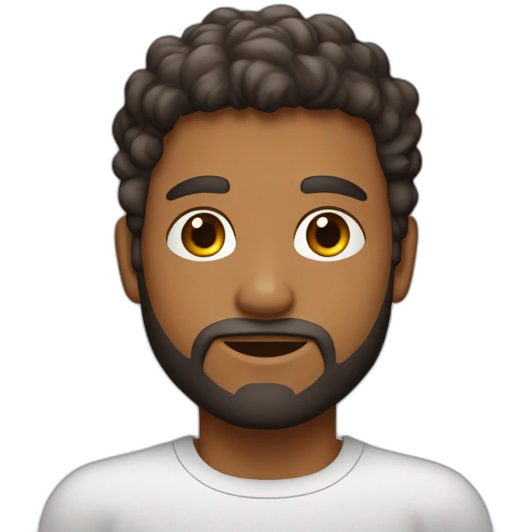 Un jeune homme, peau blanc avec une barbe légèrement fournie, des cheveux très courts bruns et un regard confiant emoji
