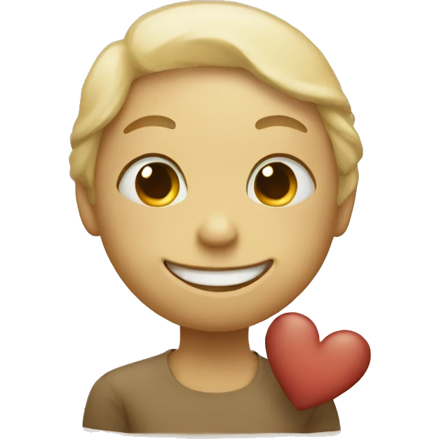 touching smiley holding a beige heart emoji