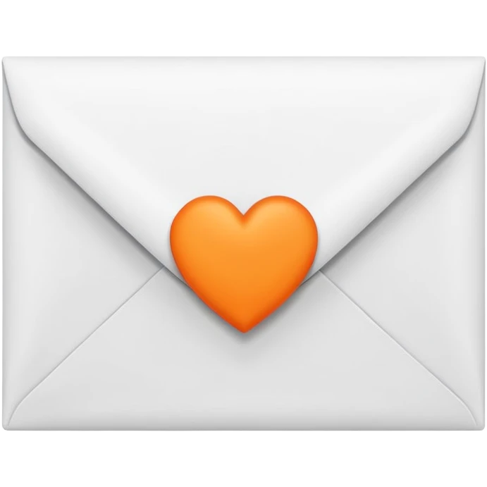 white envelop with small orange heart inside emoji