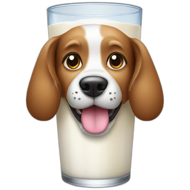 dog with glass drink milk emoji