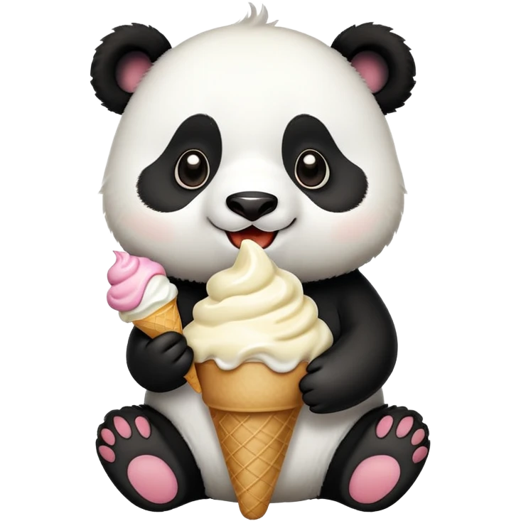 Panda eating ice cream emoji