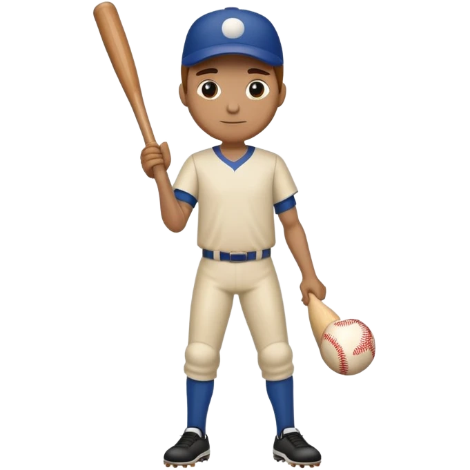 vertical baseball bat with legs arms and a face holding a smaller baseball bat emoji