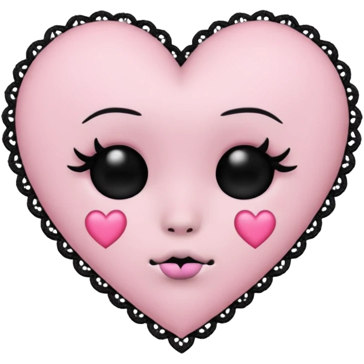 pastel goth heart emoji with pastel pink lace and studs emoji