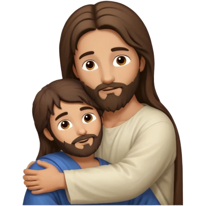 Niño abrazando a Jesús de Nazareth emoji