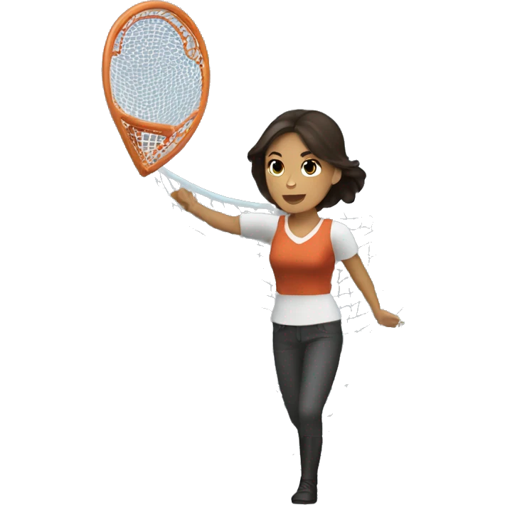 Tan skin Brunette female throwing a net to catch a man emoji