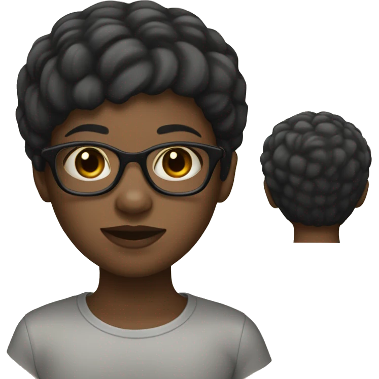 A black girl who wears glasses with a bowl haircut haïr black emoji