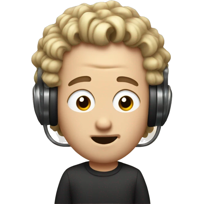 white man with short curl hair goes to the face with nose piercing sing in a mic emoji