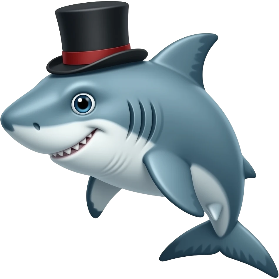 Shark with a top hat emoji