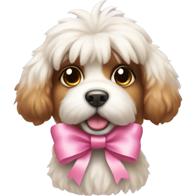 Cute fluffy dog with pink bow  emoji