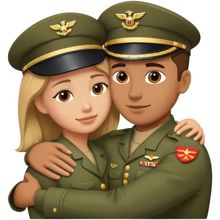 military man hugging his girlfriend emoji