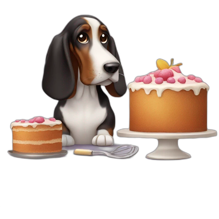 black basset hound baking a cake emoji