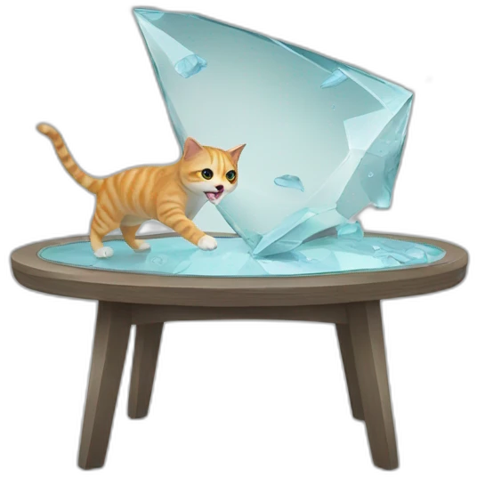cat breaking glass table emoji
