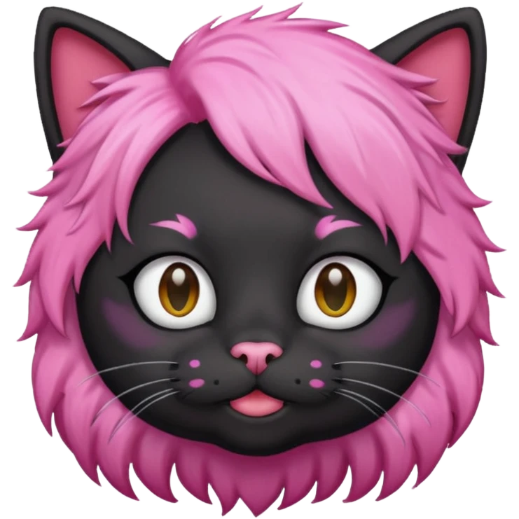 Black cat wearing a male pink hair wig emoji