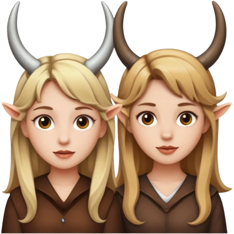 brown and blonde haired girls with horns emoji