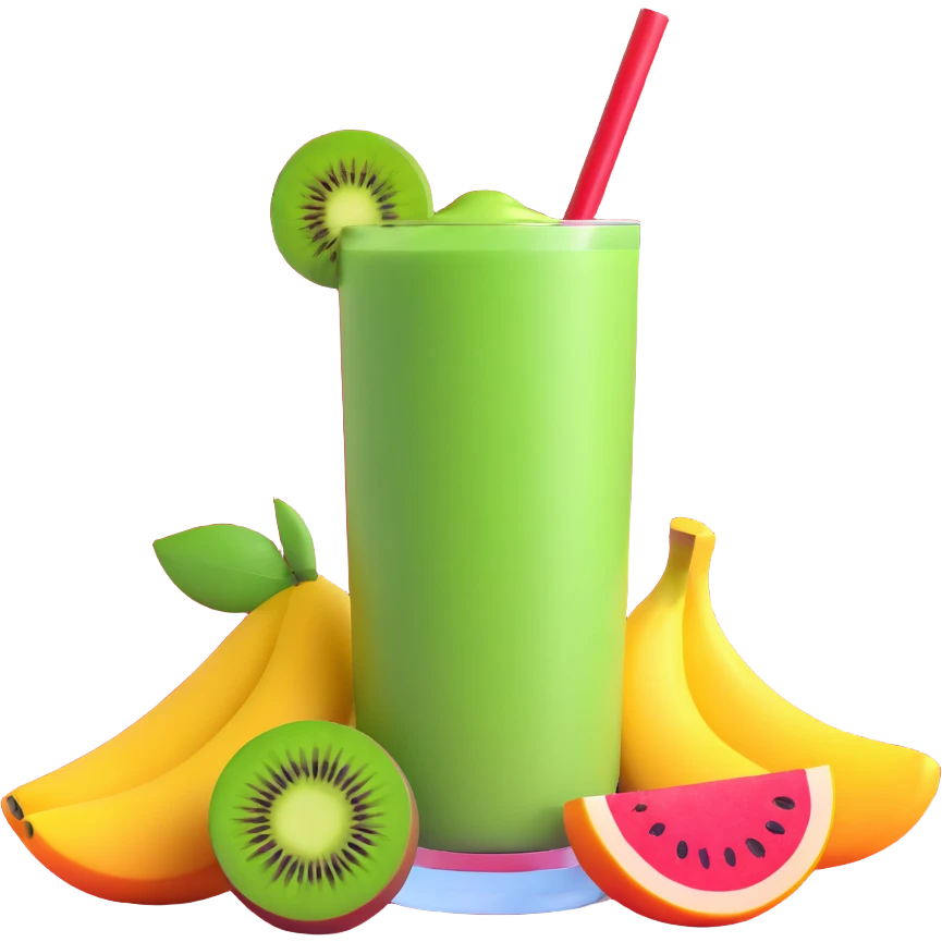 fresh green smoothie with fruits emoji