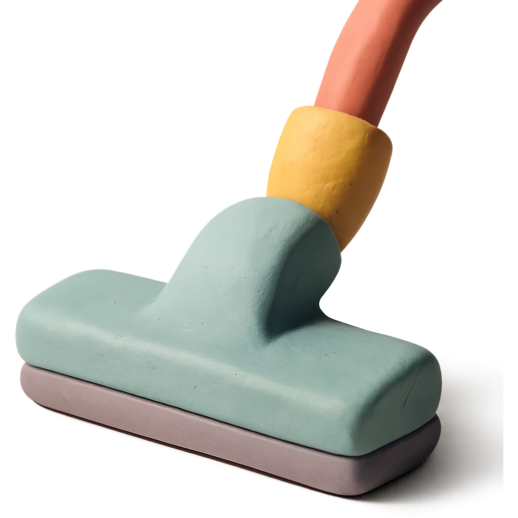 close-up of a vacuum cleaner nozzle in claymation style, matte finish, soft lighting, pastel colors emoji