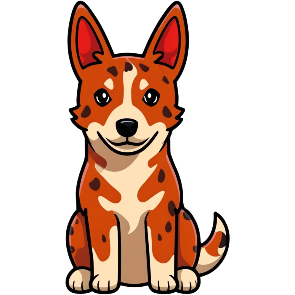 cute red heeler cattle dog head with characteristic red speckled coat and alert expression emoji
