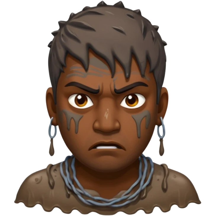 Indian man covered in dirty chunky mud angry emoji