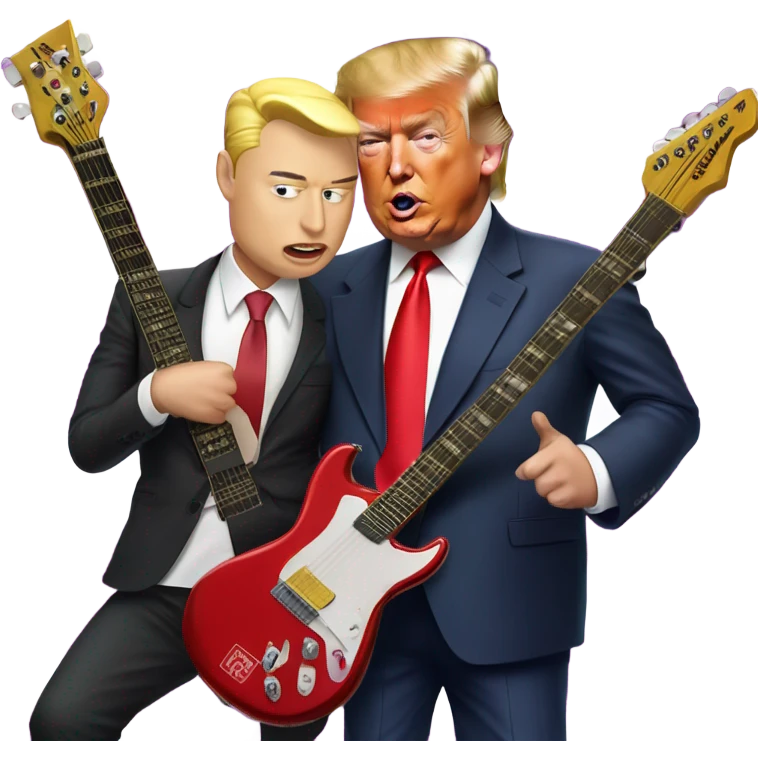 Elon musk and trump playing in a rock band called maga emoji
