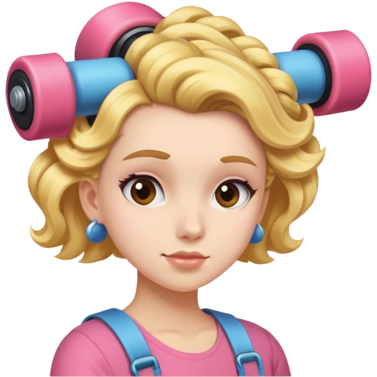 girl with rollers in hair taking one from the back out emoji
