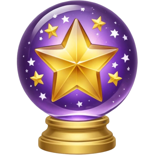 Bola de cristal roxa com estrela no centro dourada brilhante dentro emoji