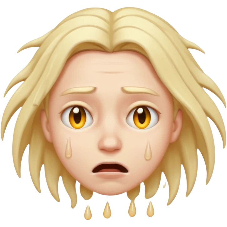 abject fear and misery, dread, stylized emoji, exaggerated expression, pale face, sweat drops emoji