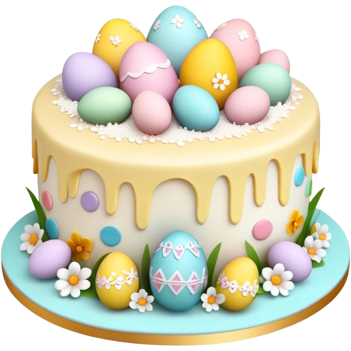 Traditional Easter cake with colorful eggs and decorations emoji