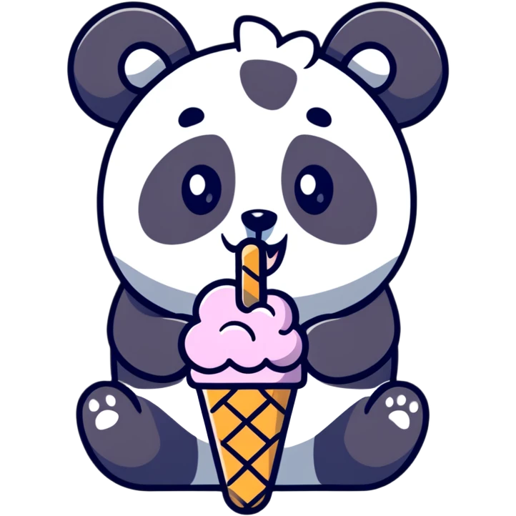 Panda eating ice cream emoji