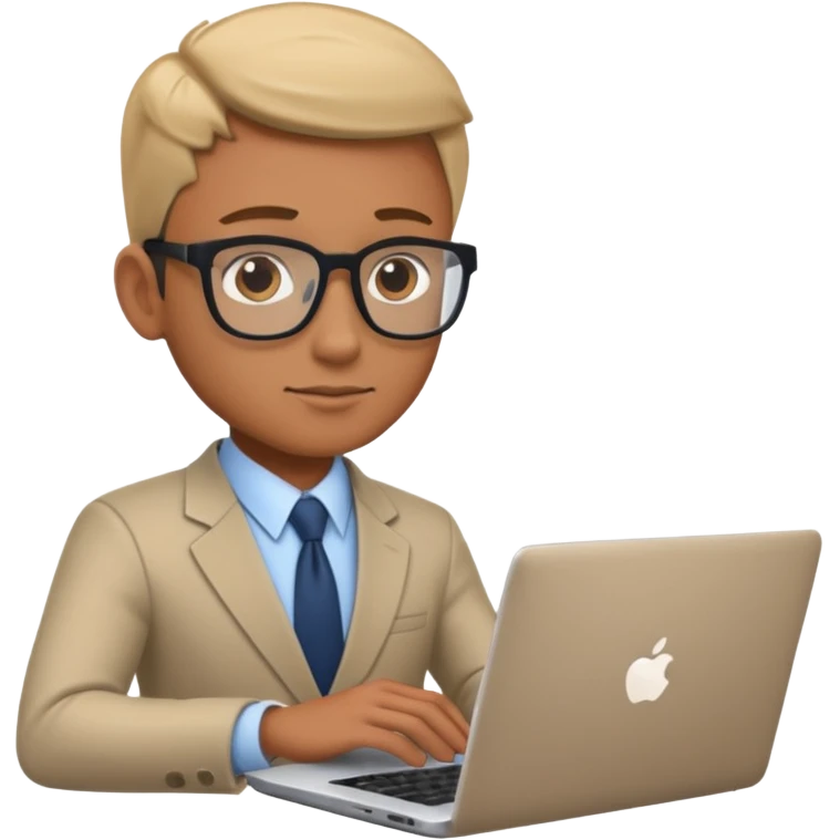 american bussiness man technologist working on a laptop watching graphics emoji