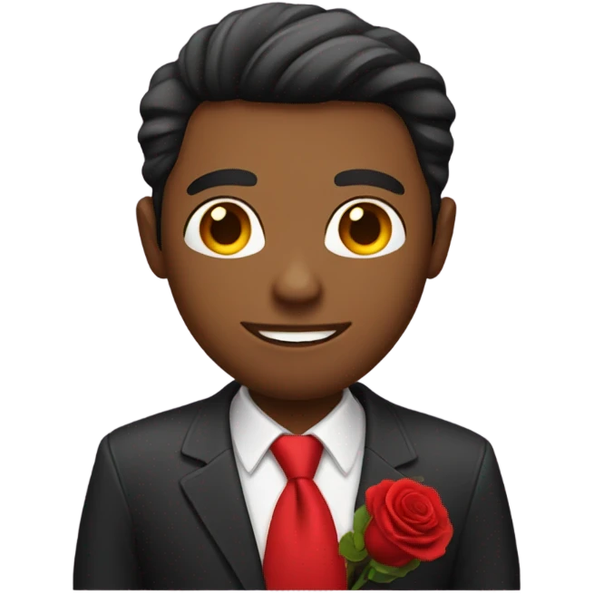 American guy with red rose flower bouquet  emoji