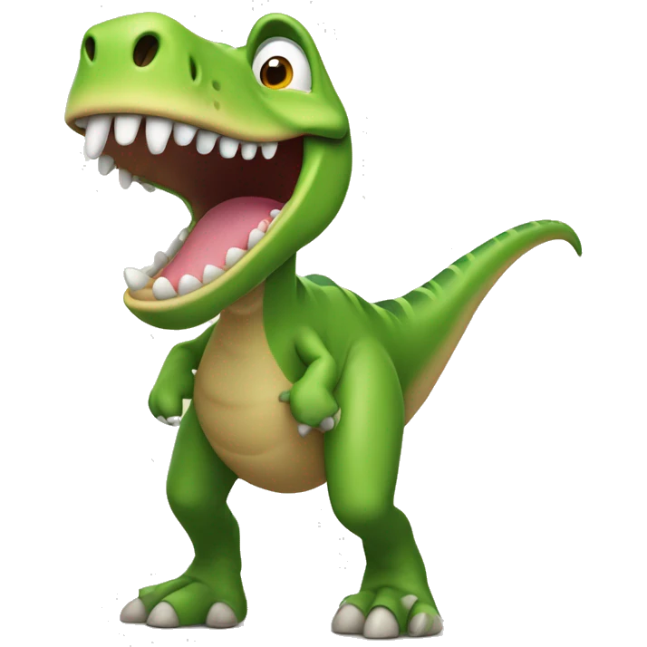 Laughing Dinosaur - A dinosaur cracking up, showing tiny arms holding its belly. emoji