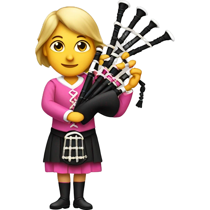 Hands holding lady in pink costume playing bagpipe  emoji