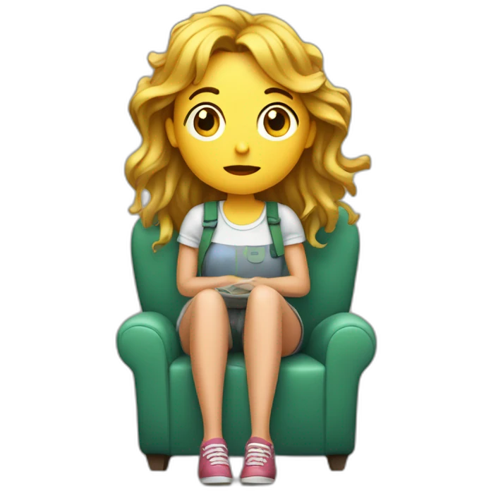 Couch potato girl wating seaweed emoji