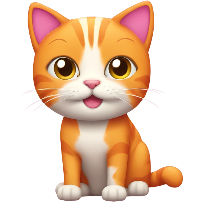 orange cat with pink hearts emoji